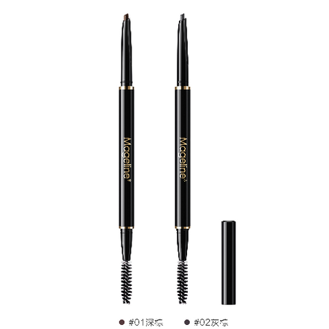 Mageline 3D Sculpturing Eyebrow Pencil; Carves brows for natural look; thin triangle-shaped tip; precisely sculpts brows for natural look.  Double-ended design; shapes brows with ease; exquisite triangle-shaped tip; shapes and sculpts brows.
