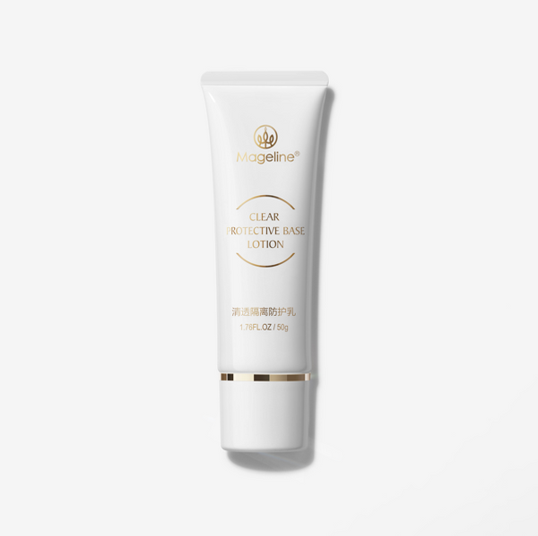 Mageline Clear Protective Base Lotion. <strong>Refreshing hydration base, tone up instantly, moisturizer 3-in-1</strong>. As a protective base against makeup and pollutants; instantly brightens for a soft-focus filter effect; the watery light texture is spreadable, hydrating and non-cakey.