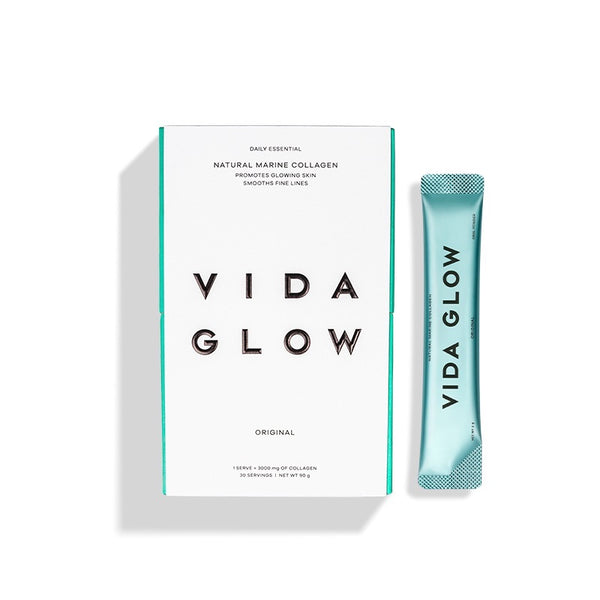 Vida Glow Natural Collagen Powder. Firm, youthful-looking skin. Thick hair. Strong nails. As part of your daily beauty routine, Natural Marine Collagen supports the natural aging process. Original Natural Marine Collagen is a collagen peptide supplement made from sustainably-sourced fish skin. Vida Glow’s hydrolysed marine collagen has been activated to boost absorption (so your body can actually use it) and stimulate fresh collagen production.