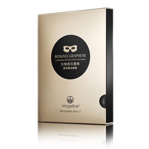 Mageline Biomass Graphene Eye Mask. Benefits: Lifting, hyrating, firming, reduce fine lines/wrinkles, promotes circulation, elimates dark cycles, puffy eyes and eye bags, locks in moisture and replenishes collagen. After cleansing face, place the Mageline Biomass Graphene Luminous Revitazling Eye Mask around your eyes and leave it for 15-20 mins. Remove the eye mask and tap gently the remaining serum around your eyes.