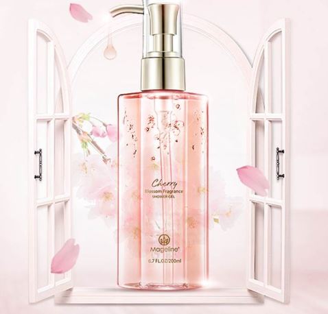 Mageline Cherry Blossom Fragrance Shower Gel. Hydrating, smooth, charming and fragrant. Combined with multiple beauty essences, it gently cleanses skin, enhances skin's moisturizing power, constantly protects skin, reduces damages to skin barrier, and leaves skin hydrated and comfortable without dryness or tightness for hydrated and healthy state amidst light elegant fragrance.